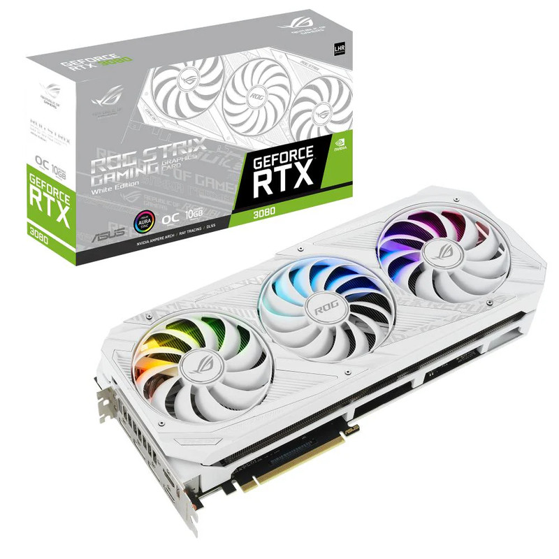 Asus ROG Strix RTX 3080 O10G V2 NVIDIA GeForce 10GB GDDR6X Graphics Card - White - كرت الشاشة